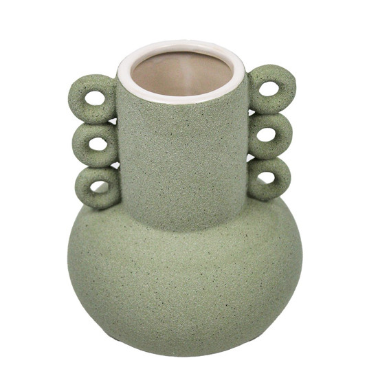 Imagem VASO DECORATIVO DE CERÂMICA COR VERDE TEXTURIZADO 19X15CM - LUCATTI 