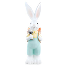 Imagem de COELHO DA PÁSCORA DECORATIVO DE RESINA COM CESTA DE CENOURAS (CUTE FAMILY) 30X23X80CM - CROMUS  - Cromus Embalagens Ind E Com Ltda