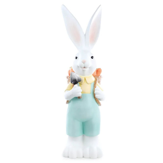 Imagem COELHO DA PÁSCORA DECORATIVO DE RESINA COM CESTA DE CENOURAS (CUTE FAMILY) 30X23X80CM - CROMUS 
