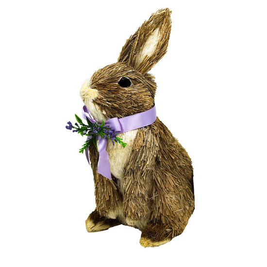 Imagem COELHO DECORATIVO SENTADO COM LAÇO LILAS 27CM - CROMUS