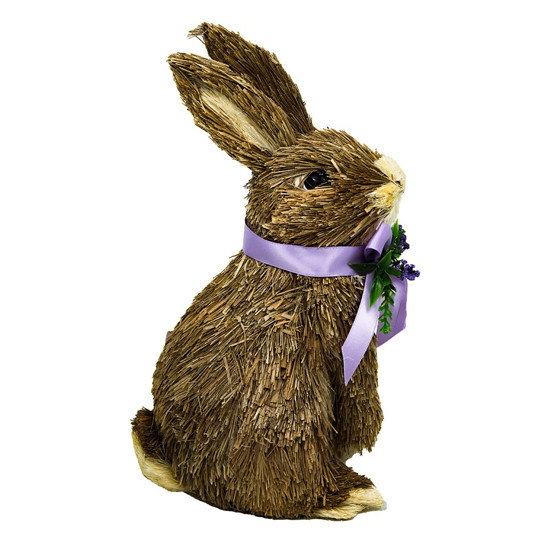 Imagem COELHO DECORATIVO SENTADO COM LAÇO LILAS 27CM - CROMUS