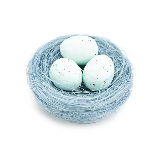 Imagem NINHO DECORATIVO COM OVOS COR AZUL 3 UNIDADES 7X7X4CM - CROMUS 