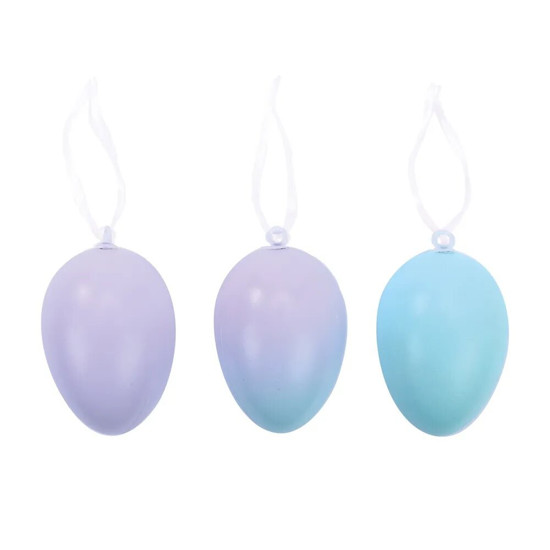 Imagem SACO COM OVOS DECORATIVOS COR LILAS E AZUL 9 PEÇAS 4X4X6CM - CROMUS 