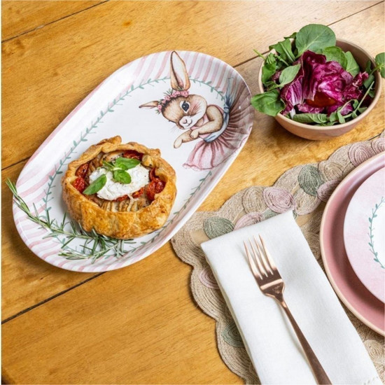 Imagem TRAVESSA AQUERELLE MEMÓRIAS DE PÁSCOA BAILARINA DE CERÂMICA 33X21CM - COPA & CIA