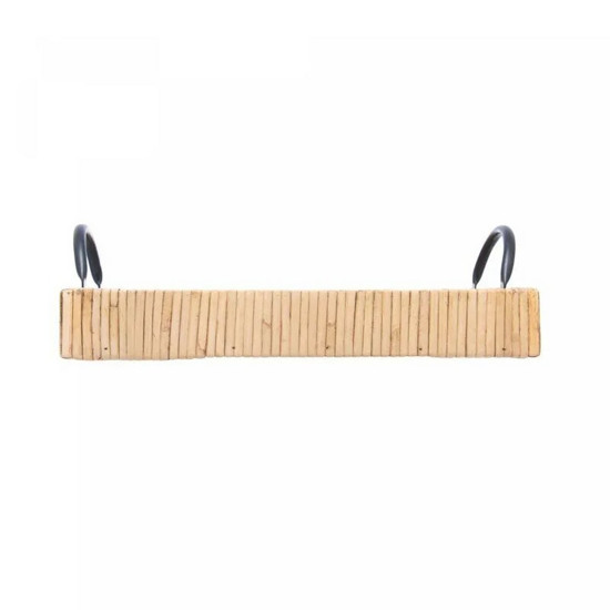 Imagem BANDEJA RETANGULAR DE FIBRA NATURAL COM ALÇA BALI 32,5CM X 30CM X 9,5CM - WOLFF