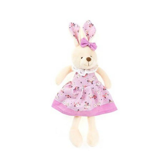 Imagem COELHA DECORATIVA COM VESTIDO E LAÇO ROSA EM PÉ 30CM - TOK DA CASA