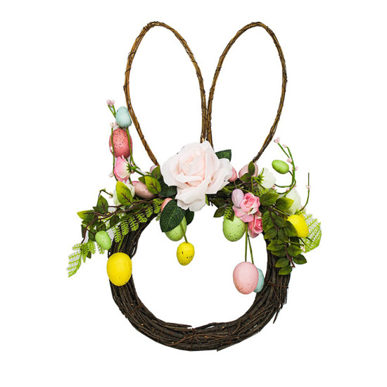 Imagem GUIRLANDA ORELHAS COELHO  COM OVOS E FLORES 51CM - CROMUS 