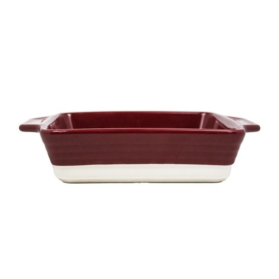 Imagem TRAVESSA DE CERÂMICA COR VERMELHO E BRANCO COM ALÇA 28X21X6CM - GRILLO 55095