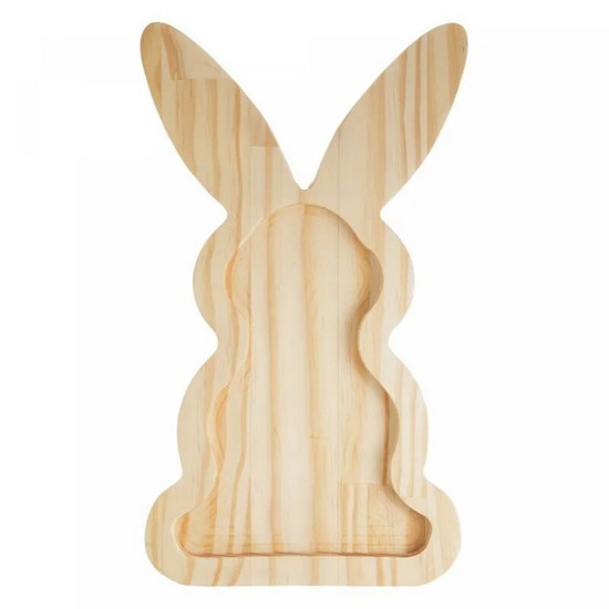 Imagem PETISQUEIRA DE MADEIRA COELHO EASTER PINUS 35CM X 20CM X 1,5CM - WOODART