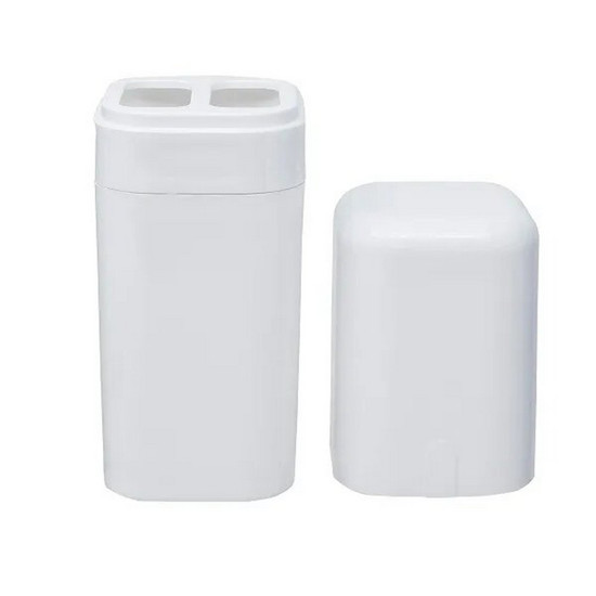 Imagem PORTA-ESCOVA COM TAMPA SPLASH 6,5 X 6,5 X 22,5 CM NA COR BRANCO - COZA