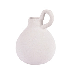 Imagem de VASO DECORATIVO MINIMALISTA COM ALÇA DE CERÂMICA COR OFF WHITE 11,6X15,3CM GRILLO 55928 - Grillo Ltda