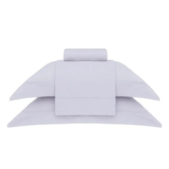 Imagem JOGO DE CAMA CASAL CETIM 300 FIOS BUDDEMEYER DAMASK STRIPES 100% ALGODÃO PENTEADO PRATA 4 PEÇAS