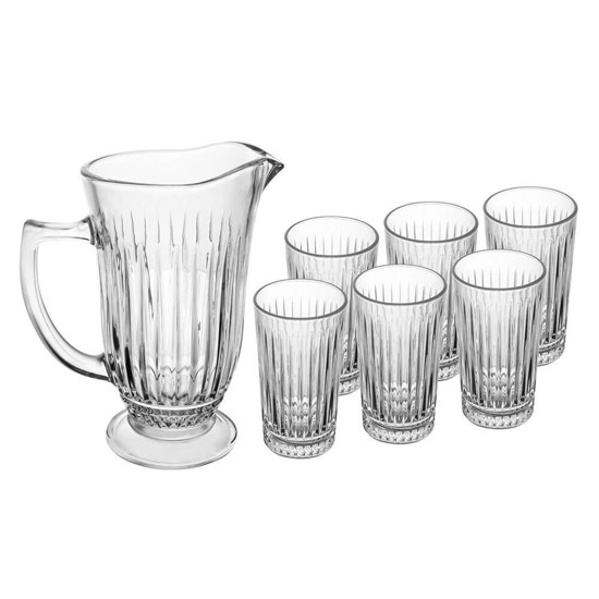 Imagem JOGO COPOS E JARRA VIDRO TRANSPARENTE DELI DIAMANTE 7 PEÇAS 1 L- LYOR 