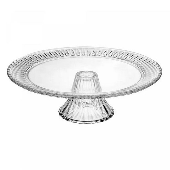 Imagem PRATO PARA BOLO DE CRISTAL COM PÉ RADIAL 32CM X 32CM X 10CM - LYOR