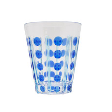 Imagem de COPO LONGO EM ACRÍLICO 414ML COM DETALHES BOLAS E LISTRA COR AZUL 9,5X9,5X11,5CM - ENTRE CASA - Inverno Verao Comercio De Modas E Decoracao Eireli