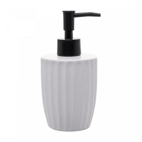 Imagem PORTA SABONETE LÍQUIDO DE CERÂMICA CANELATTA BRANCO 330ML - LYOR