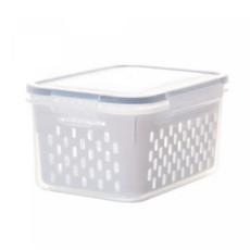 Imagem de POTE HERMÉTICO COM CESTO ESCORREDOR BRANCO DE PLÁSTICO 1.6L - LYOR - Coliseu Presentes Ltda