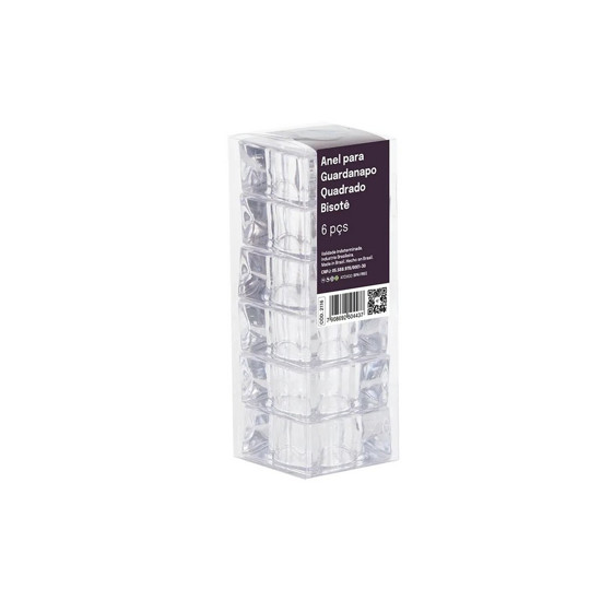 Imagem KIT ANEL PARA GUARDANAPO QUADRADO BISOTE CRISTAL 6 UNIDADES - PARAMOUNT 