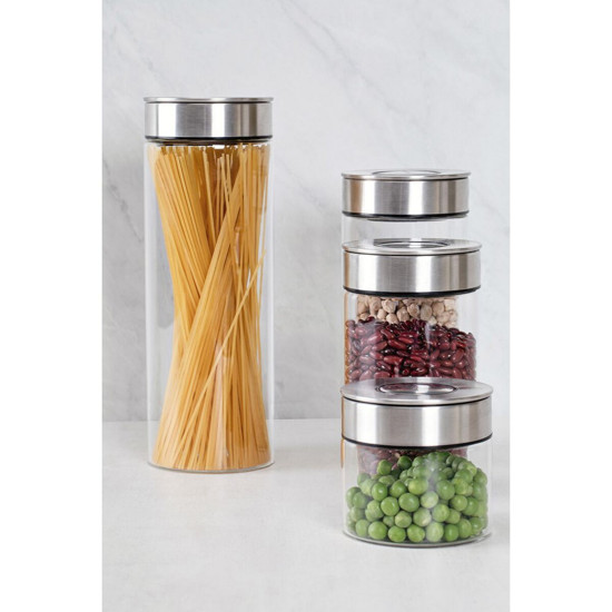 Imagem POTE DE VIDRO TRAMONTINA PUREZZA COM TAMPA DE AÇO INOX 10 CM 1 L