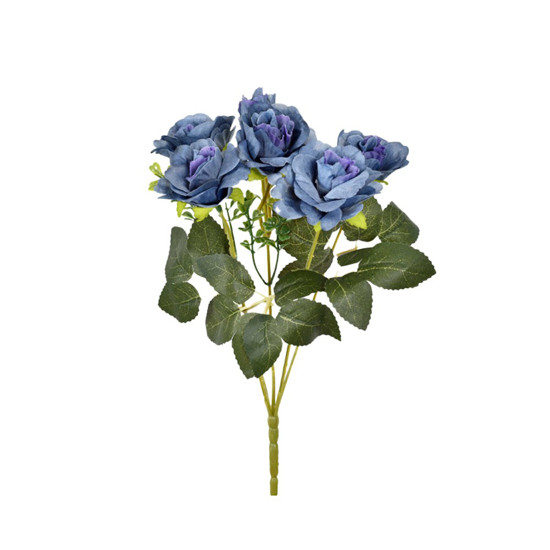 Imagem BUQUÊ DECORATIVO DE ROSAS COR AZUL EM PLÁSTICO MOLDÁVEL 32X15 CM - GRILLO