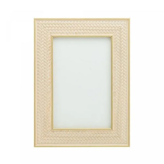 Imagem PORTA-RETRATO DE MDF TEXTURIZADO 15CM X 20CM COR BEGE E DOURADO 