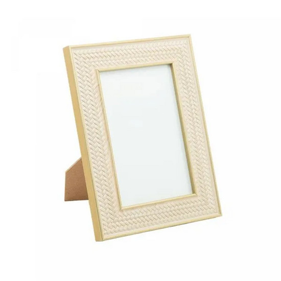 Imagem PORTA-RETRATO DE MDF TEXTURIZADO 15CM X 20CM COR BEGE E DOURADO 