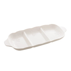Imagem de PETISQUEIRA DE PORCELANA BUTTERFLY NEW BONE COM 3 DIVISORIAS 34CM  - Coliseu Presentes Ltda