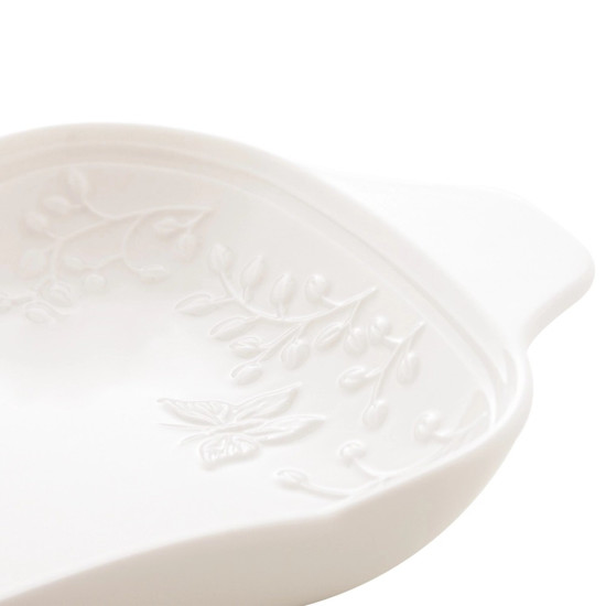 Imagem PETISQUEIRA DE PORCELANA BUTTERFLY NEW BONE COM 3 DIVISORIAS 34CM 