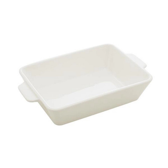 Imagem PRATO PARA SOBREMESA DE PORCELANA COM ALÇA COR BRANCO 28X16,5X5CM 