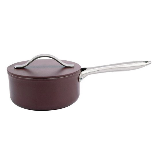 Imagem PANELA ANTIADERENTE EM ALUMÍNIO COM REVESTIMENTO CERÂMICO COM TAMPA D16CM BORDO