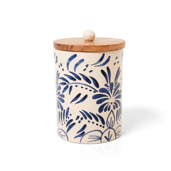 Imagem POTE VERSAILLES NARSCISO EM CERÂMICA ARTESANAL COM DETALHES AZUL 19X12 CM - COPA&CIA