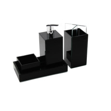 Imagem de KIT CLEAN PARA BANHEIRO 3 PEÇAS COR PRETO PRATA  - V.A.L.X Vidros  