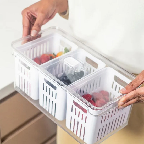 Imagem ORGANIZADOR COM CESTO TRIPLO 5L CLEAR FRESH OU 15 X 30 X 13CM NATURAL 