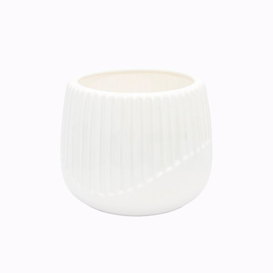 Imagem VASO DECORATIVO EM CERÂMICA COR BRANCO P 15X19X19CM 