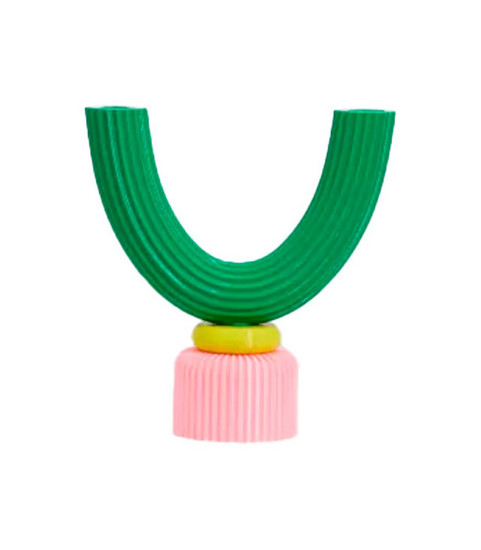 Imagem CASTIÇAL DUPLO MIX COR VERDE 18X19CM 