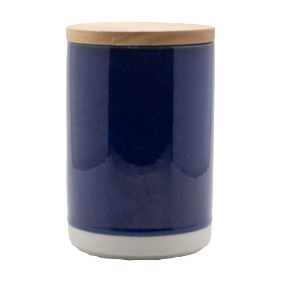 Imagem POTE EM CERÂMCA COR AZUL COM TAMPA DE BAMBU 11X11X17CM 