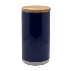 Imagem de POTE EM CERÂMICA COR AZUL COM TAMPA BAMBU 11X11X21CM  - Cross Comercial Ltda