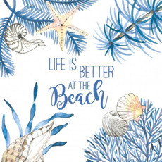 Imagem de JOGO DE GUARDANAPO ESTAMPADO OCEAN LIFE IS BETTER 20 UNIDADES DE PAPEL 33X33CM  - Tulip Gallery Comercio Imp E Exp De Guardanapos 