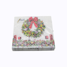 Imagem de JOGO DE GUARDANAPO ESTAMPADO BOW ON WREATH FSC MIX 20 UNIDADES DE PAPEL 33X33CM  - Tulip Gallery Comercio Imp E Exp De Guardanapos 