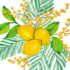 Imagem de JOGO DE GUARDANAPO ESTAMPADO LEMON MIMOSA 20 UNIDADES DE PAPEL 33X33CM  - Tulip Gallery Comercio Imp E Exp De Guardanapos 