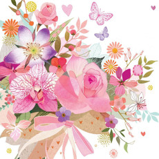 Imagem de JOGO DE GUARDANAPO ESTAMPADO ROSE BOUQUET 20 UNIDADES DE PAPEL 33X33CM  - Tulip Gallery Comercio Imp E Exp De Guardanapos 