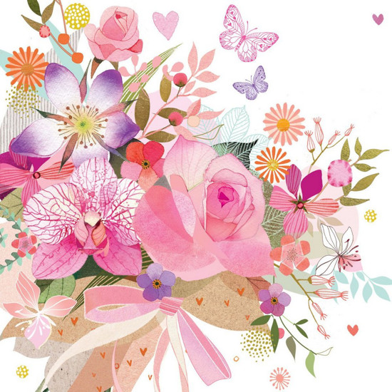 Imagem JOGO DE GUARDANAPO ESTAMPADO ROSE BOUQUET 20 UNIDADES DE PAPEL 33X33CM 