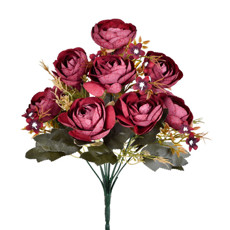 Imagem de HASTE DECORATIVA DE RANUNCULOS BURGUNDY EM PLÁSTICO MOLDÁVEL 37X26 CM - GRILLO - Grillo Ltda