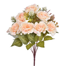 Imagem de BUQUÊ MISTO DECORATIVO DE CAMÉLIA PÊSSEGO EM PLÁSTICO MOLDÁVEL 47X28 CM - GRILLO - Grillo Ltda