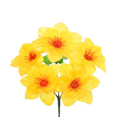 Imagem de BUQUÊ DECORATIVO DE DÁLIA AMARELA EM CETIM E PLÁSTICO MOLDÁVEL 33X26 CM - GRILLO - Grillo Ltda
