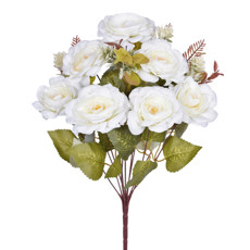 Imagem de BUQUÊ MISTO DECORATIVO DE CAMÉLIA CREME EM PLÁSTICO MOLDÁVEL 47X28 CM - GRILLO - Grillo Ltda