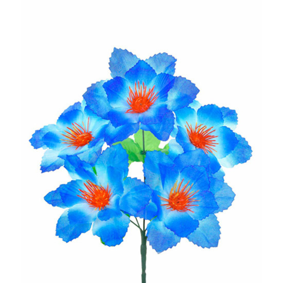 Imagem BUQUÊ DECORATIVO DE DÁLIA AZUL EM PLÁSTICO MOLDÁVEL 33X26 CM - GRILLO