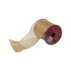 Imagem de FITA NATALINA COR CHAMPANHE COM GLITTER 10CM X 9,14 METROS  - Cromus Embalagens Ind. E Com. Ltda