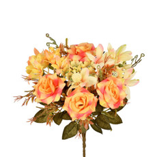 Imagem de BUQUÊ MISTO ROSA LIRIO E MARGARIDA X7 LARANJA AMARELO 32X33CM GRILLO 52973 - Grillo Ltda