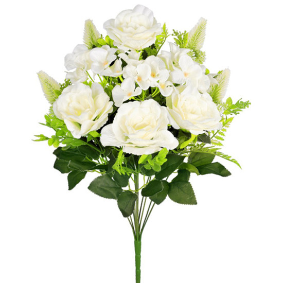 Imagem BUQUÊ ROSA E HORTENSIA MISTO X12 CREME 30X50CM - GRILLO 53433